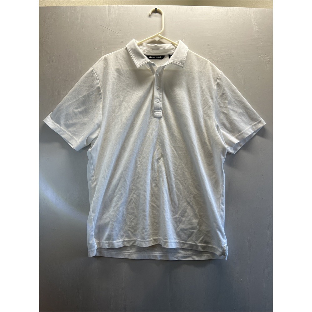Travis Matthew Polo Shirt Mens XL White Solid Performance Stretch Golf‎ Adult